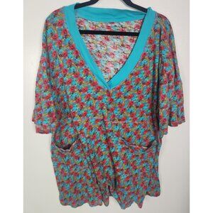 NATURAL LIFE Floral Tunic with Blue Trim